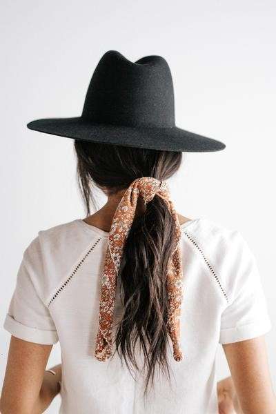 Low Ponytail with a scarf and hat