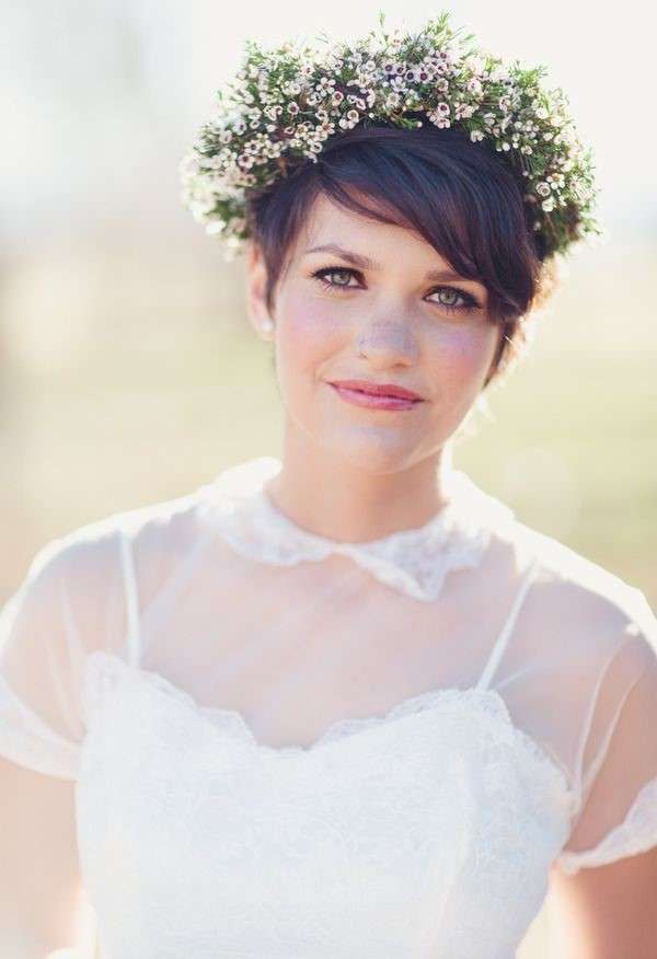 Pixie Cut With a Flower Crown