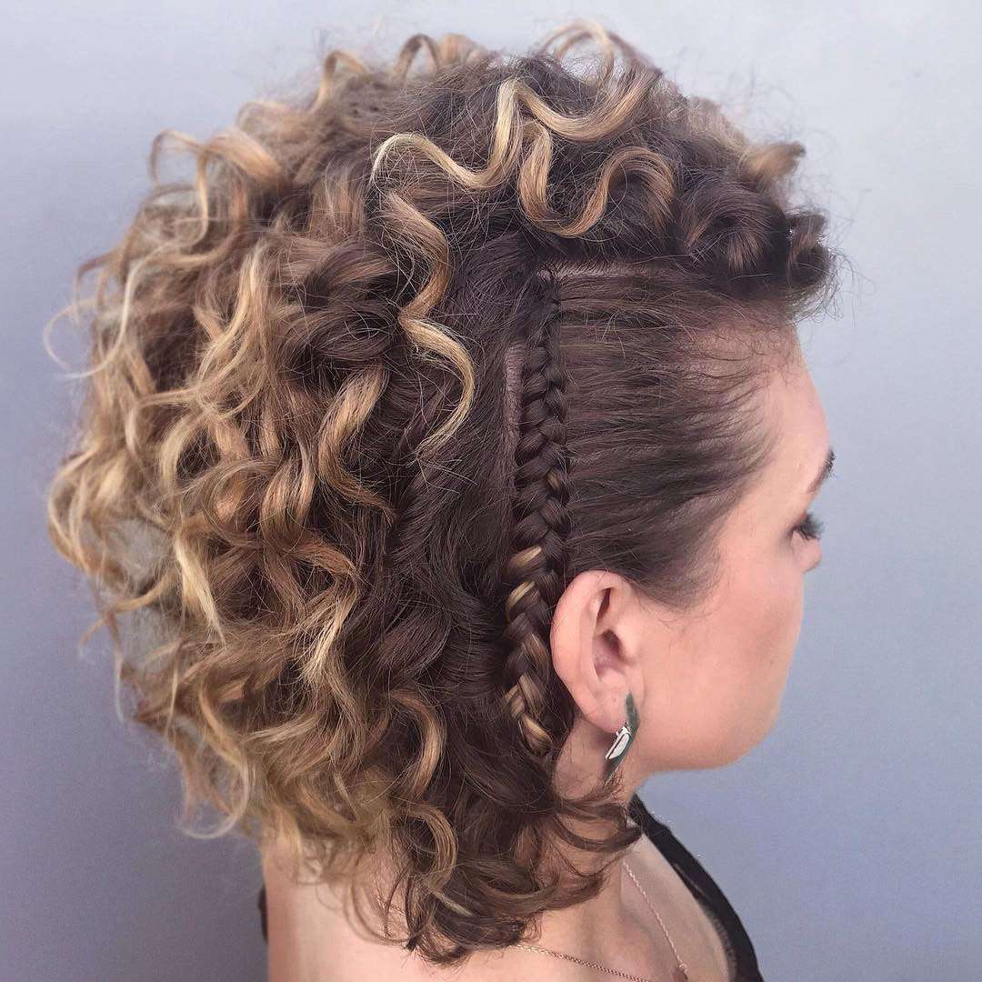 Pulled Back Vertical Braid on Short Curly