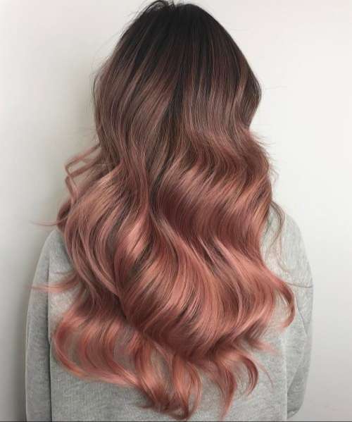 Rose gold balayage hair