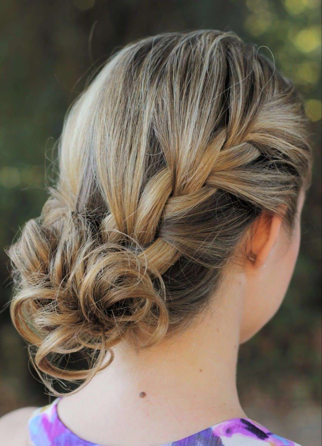 Side French Braid with a Low Up do