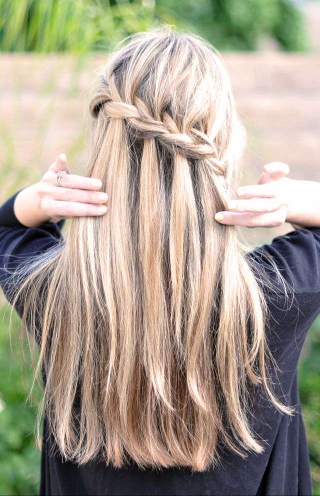 Slanted waterfall braid hairstyle