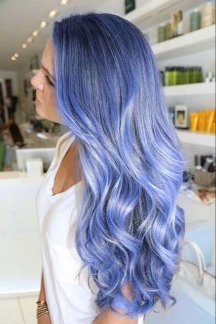 Sleek periwinkle blue hair wave