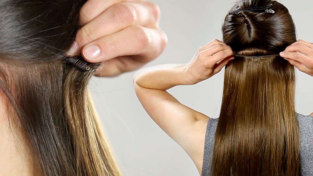 Sectioning your hair: Take a small 4 clip weft