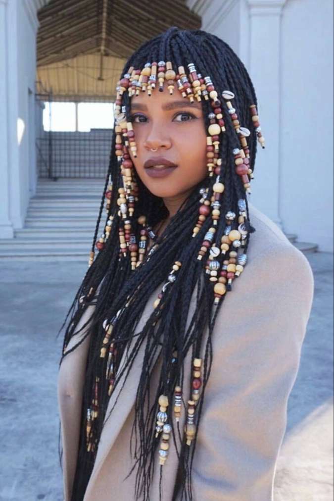 black girl braids with beads