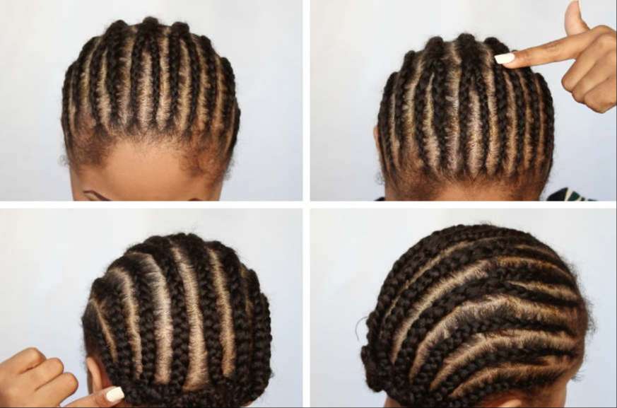 Making braid lines to apply weave hair extensions