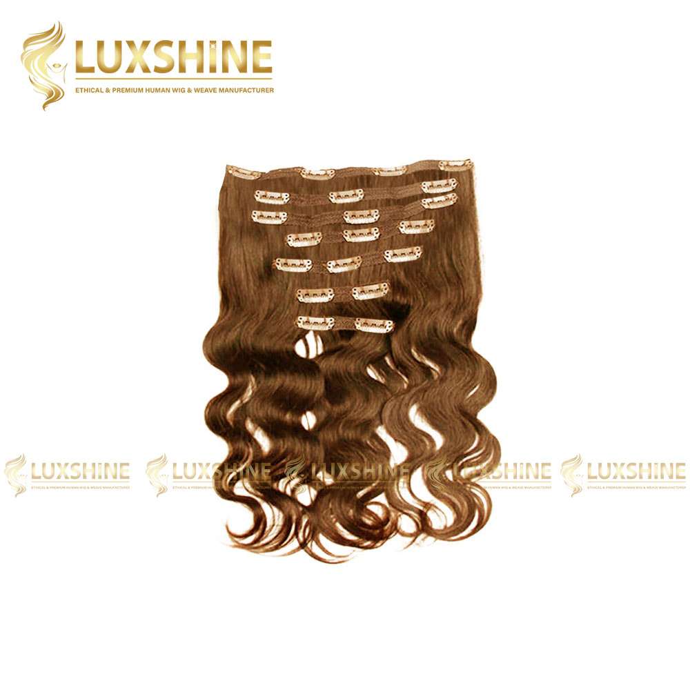 clip in body wavy light brown luxshinehair 01 2