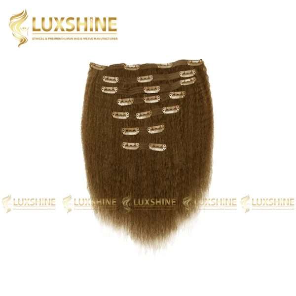 clip in kinky straight light brown luxshinehair 01 2