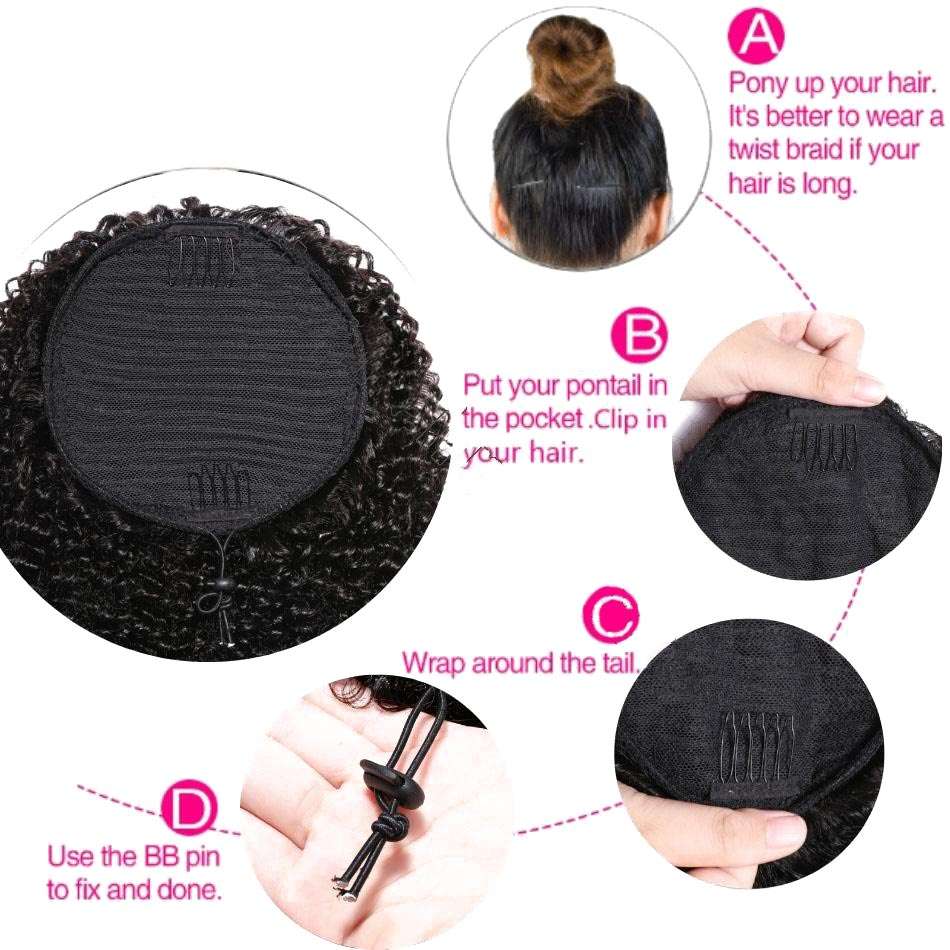 how to put on drawstring ponytail