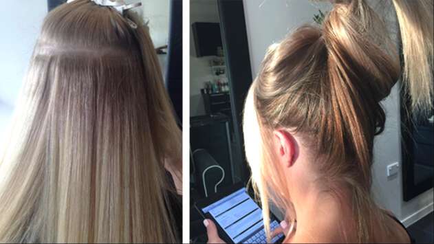 Tie your skin weft hair extensions in a super high ponytail