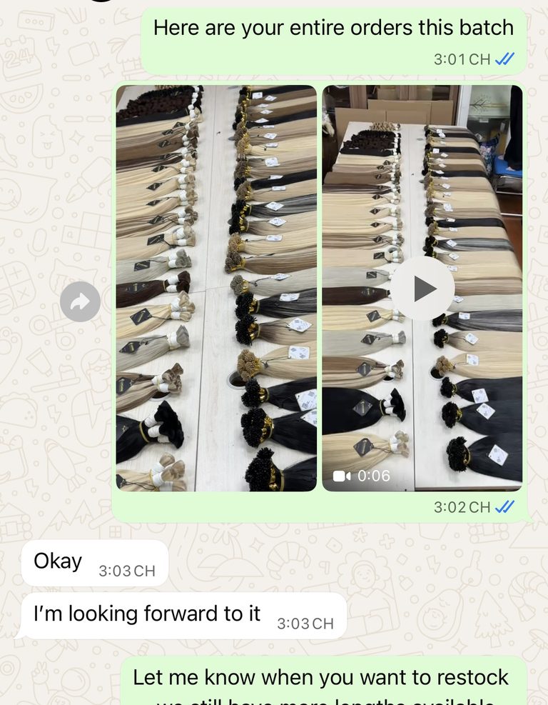A partner's chat: here are your entire orders this batch, with photos of the bundles; the partner looks forward to it and asks to restock.